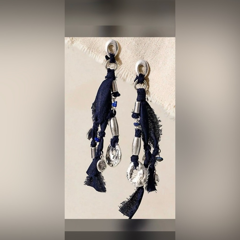 Free People • Pretty Baby Dangle Earrings • Silver & Blue • NWT $38